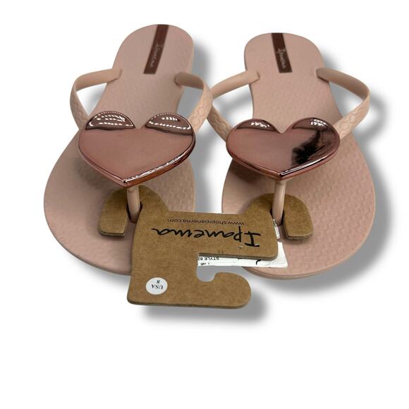 NEW Ipanema Wave Heart Flip Flop Sandals Size 8 Pink Rose Gold Flip Flops - Picture 13 of 13